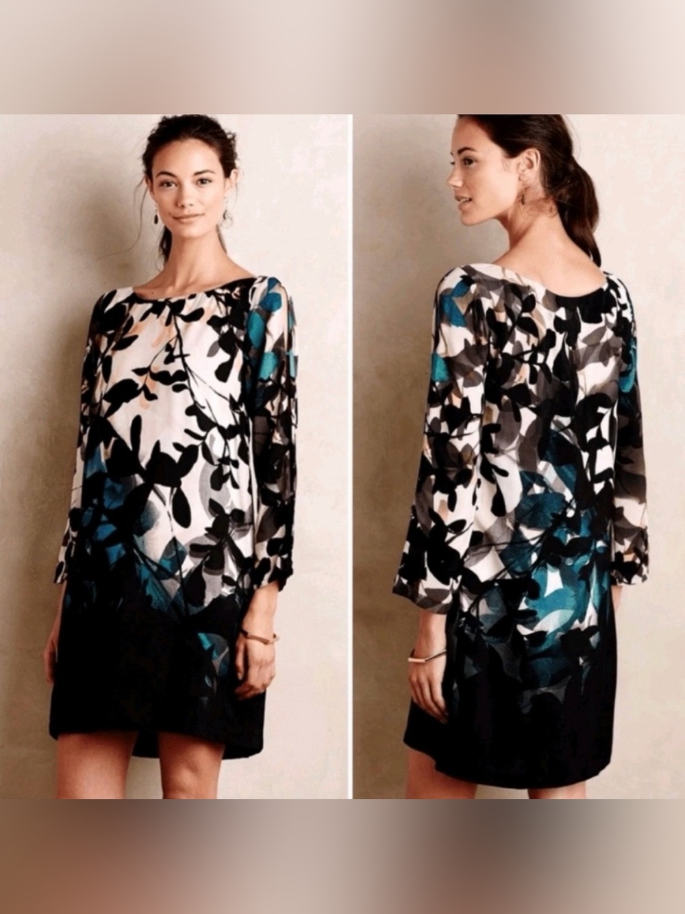 Anthropologie Maeve Shaded Garden Watercolor Shift Dress